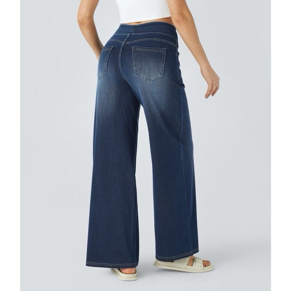 Halara Flex™ High Waisted Pockets Baggy Wide Leg Washed Casual Jeans Womens XL - Picture 2 of 9